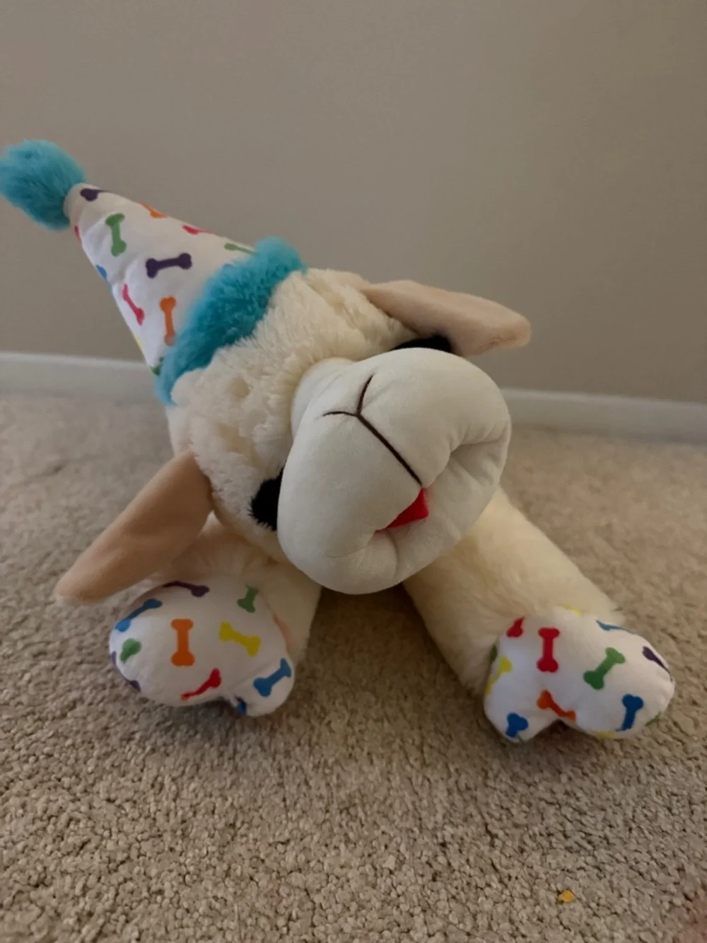 Plush Puppy Party Hat Stuffed Toy - Cream and Multicolor